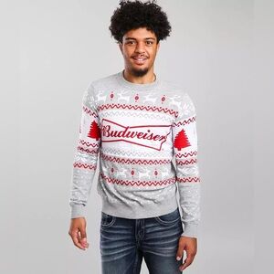 Budweiser x Tipsy Elves Funny Ugly Christmas Holiday Sweater. Size Large.